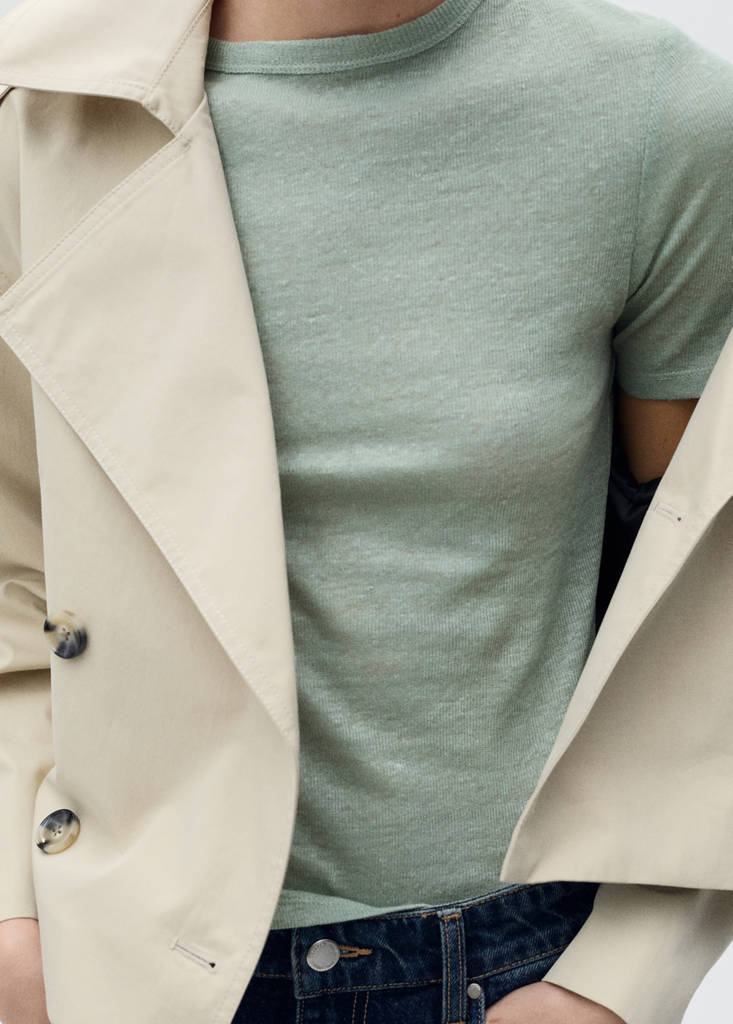 Fitted linen t-shirt — Green