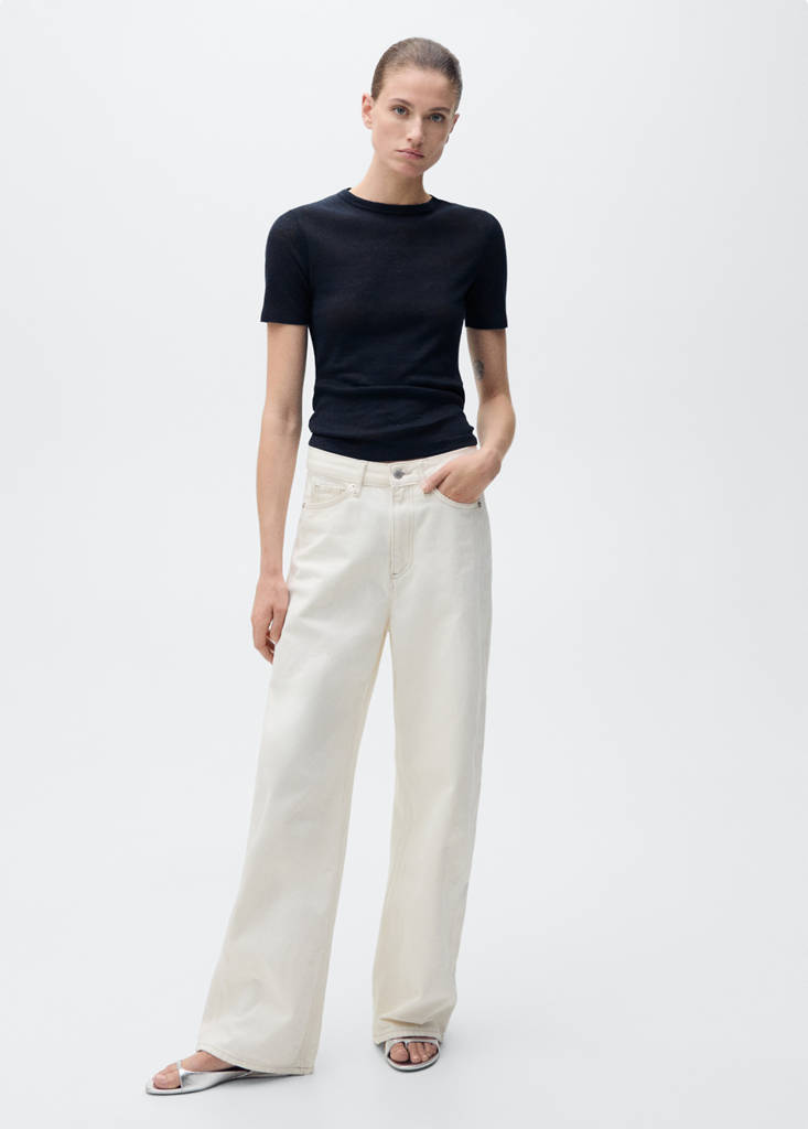 Fitted linen t-shirt — Dark Navy
