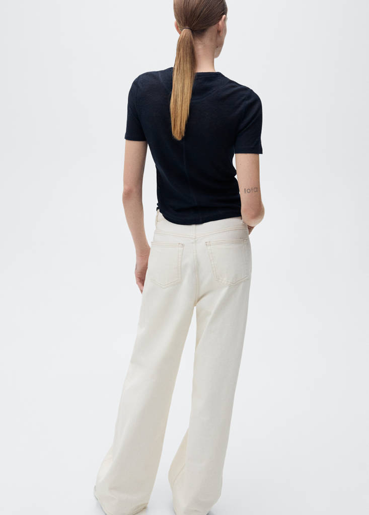 Fitted linen t-shirt — Dark Navy