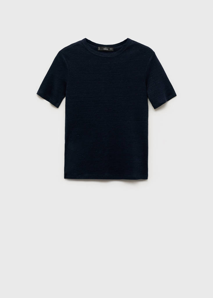 Fitted linen t-shirt — Dark Navy