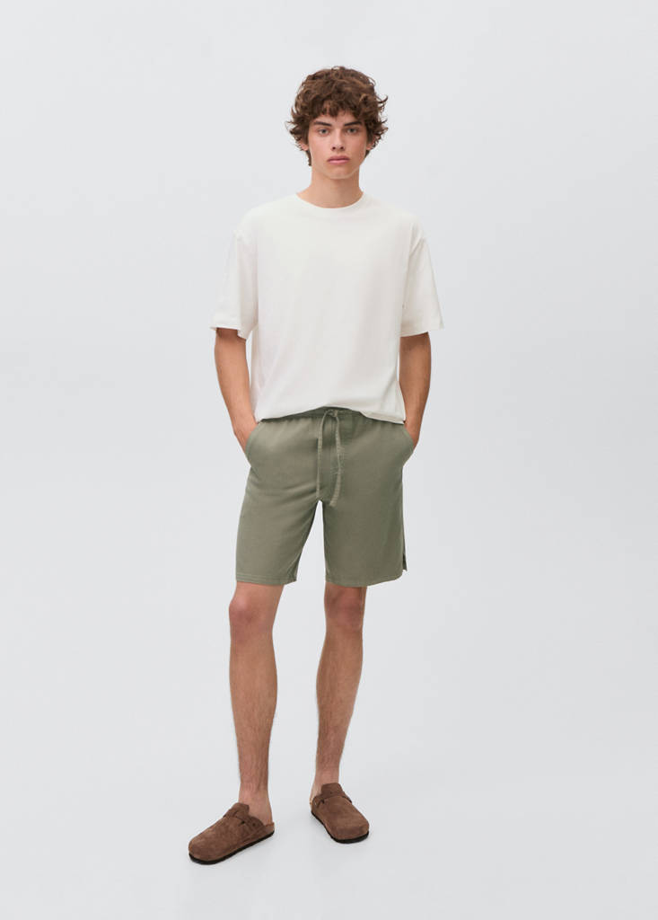 MANGO TEEN - Bermuda coton cordon kaki - XXS - Garçon Teen