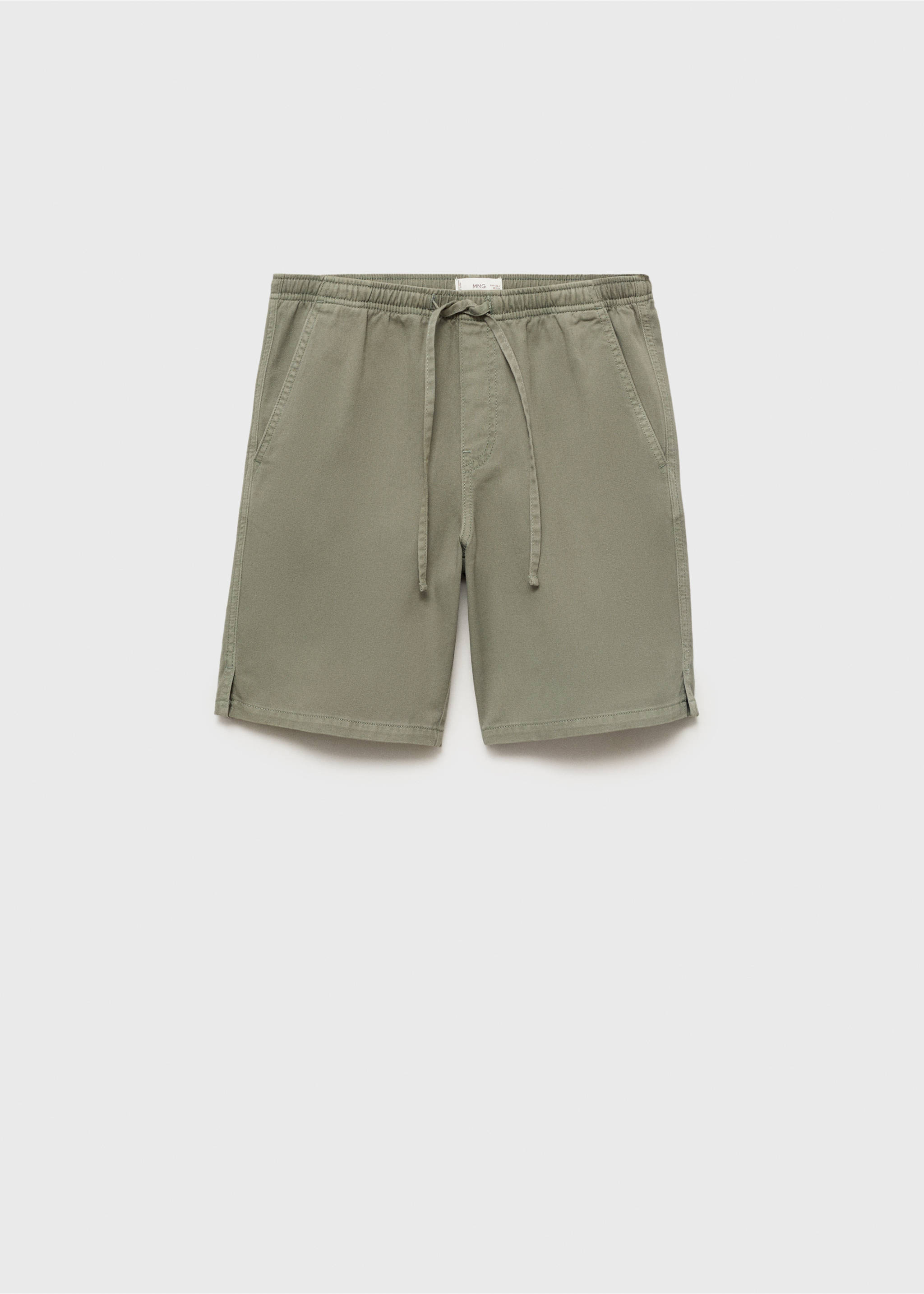 Cotton shorts with drawstring - Article without model, Khaki. Ref: 87077167-00.
