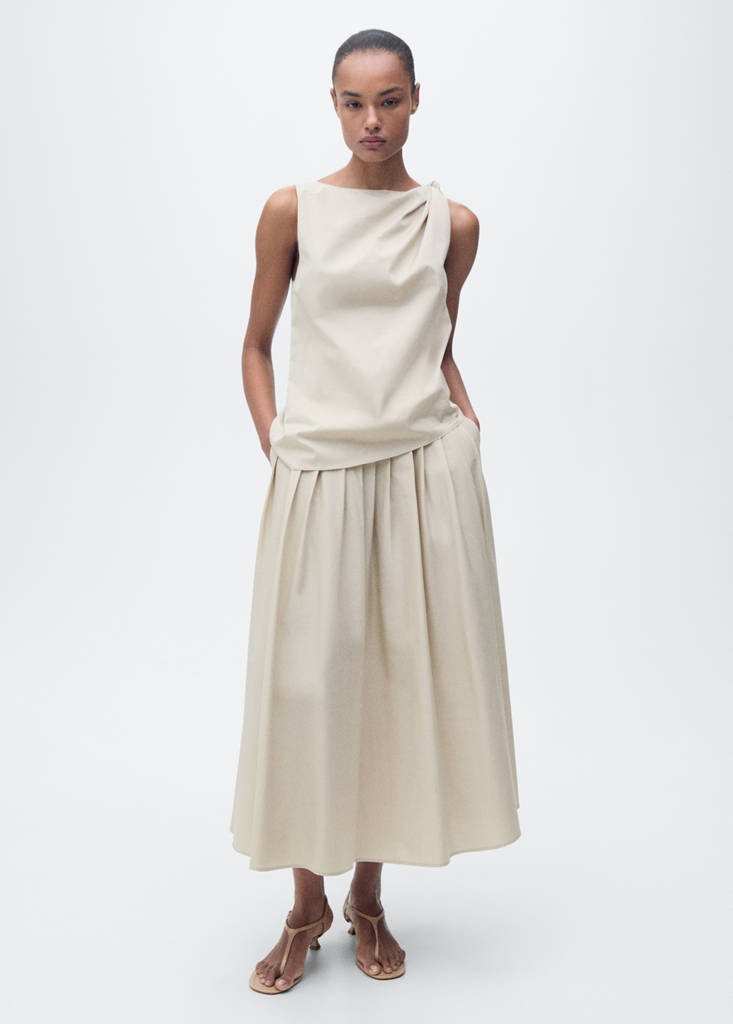 MANGO - Top naud coton ivoire - S