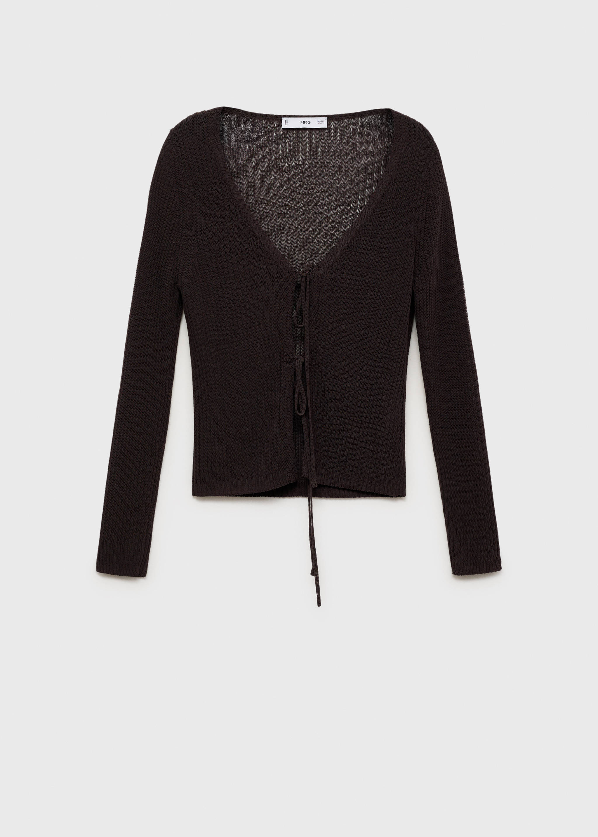 Rib-knit cardigan with bows - Article without model