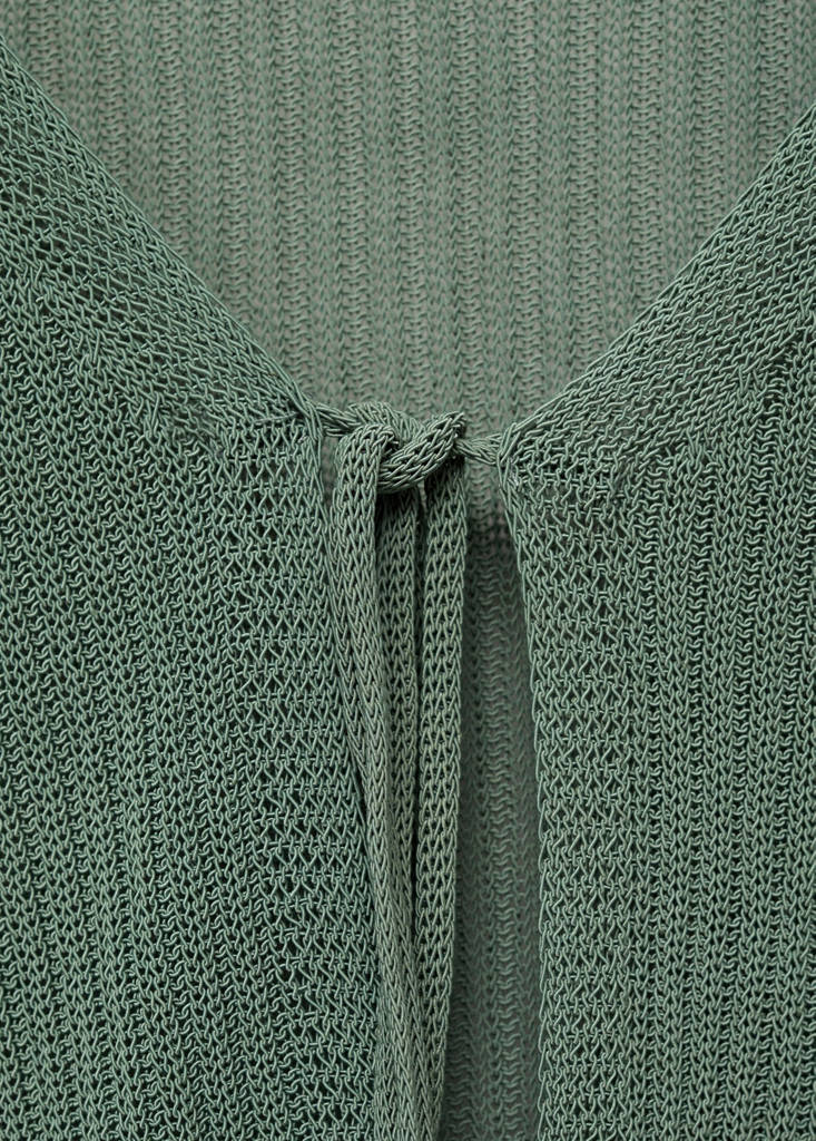Rib-knit cardigan with bows — Green