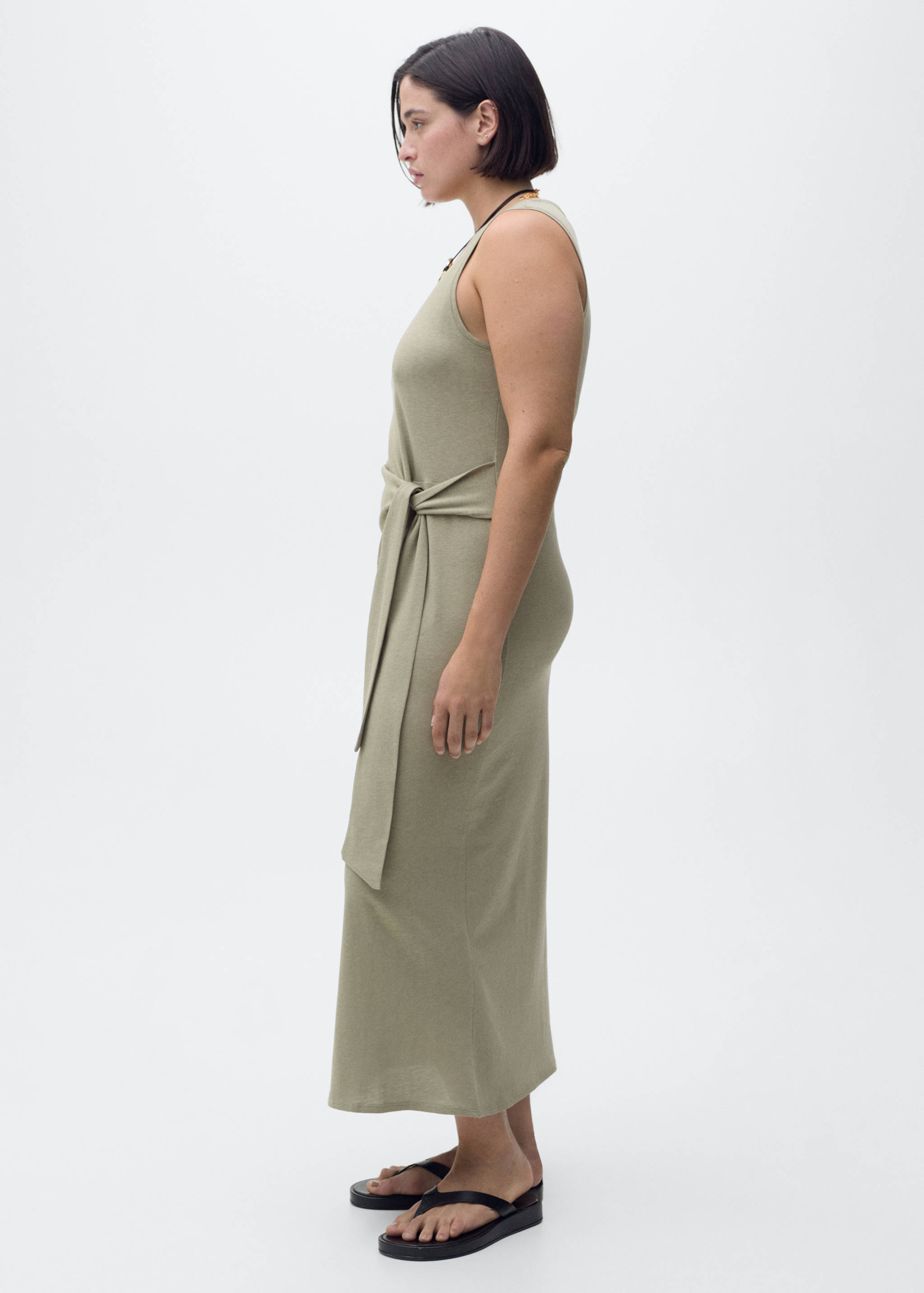 Cotton midi-dress with knot detail - Details of the article 3