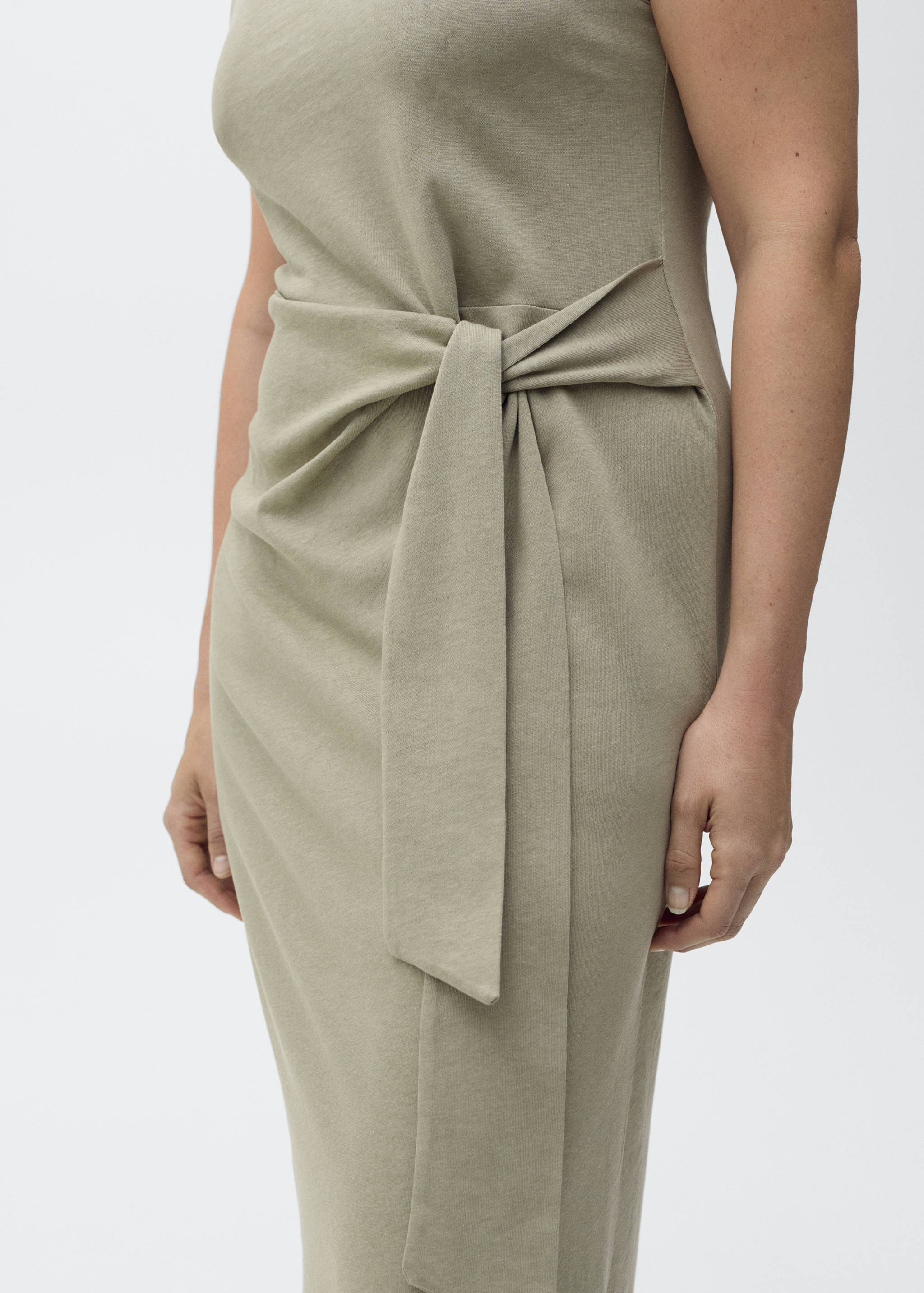 Cotton midi-dress with knot detail - Details of the article 4