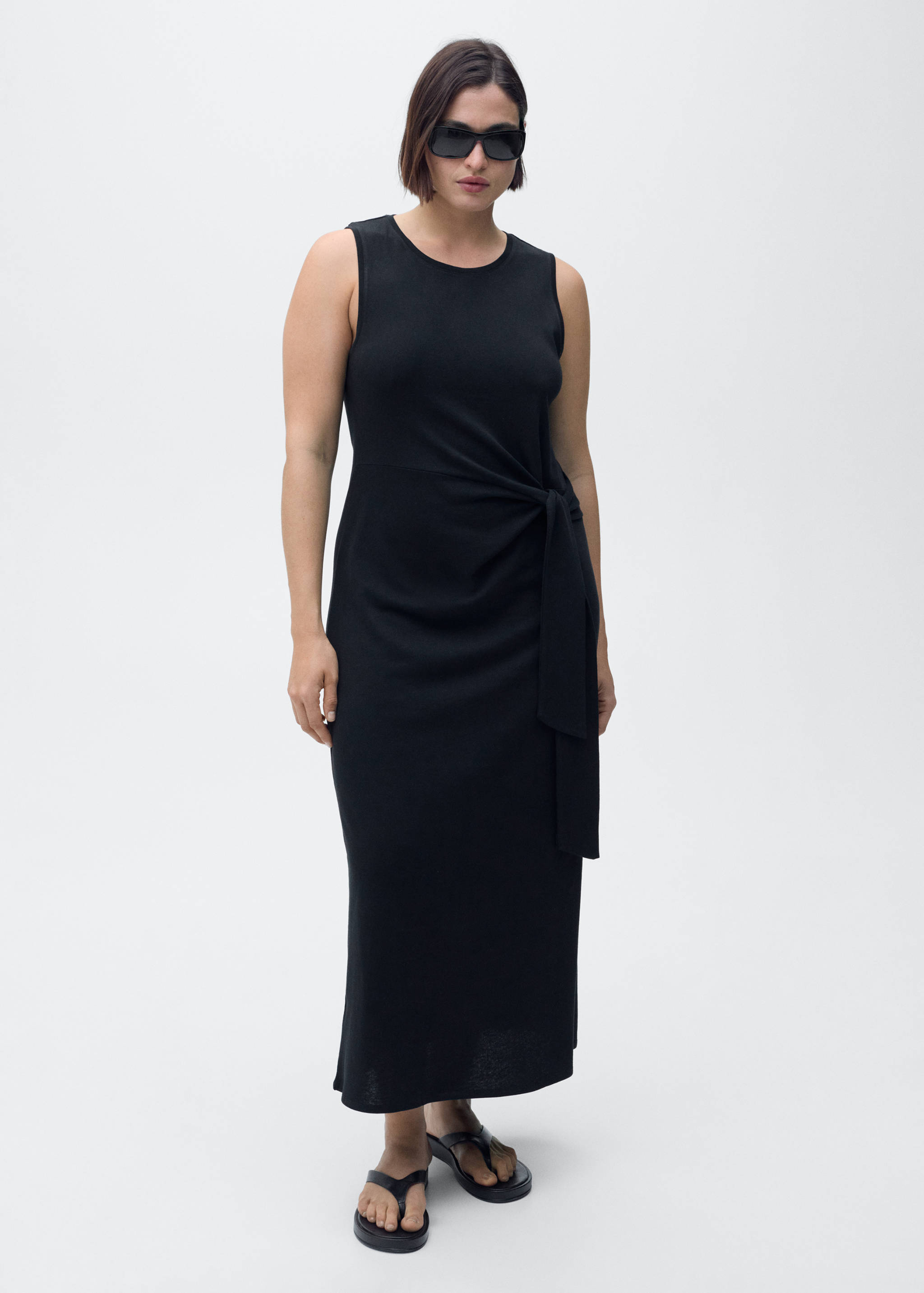 Cotton midi-dress with knot detail - Details of the article 3