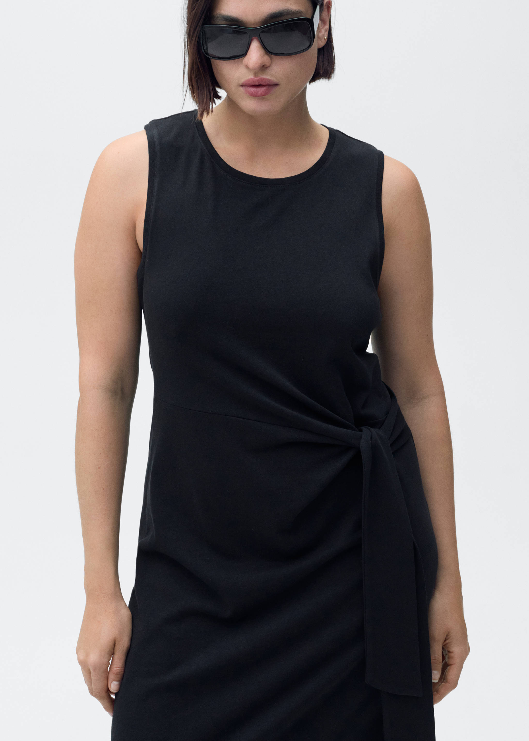 Cotton midi-dress with knot detail - Details of the article 5