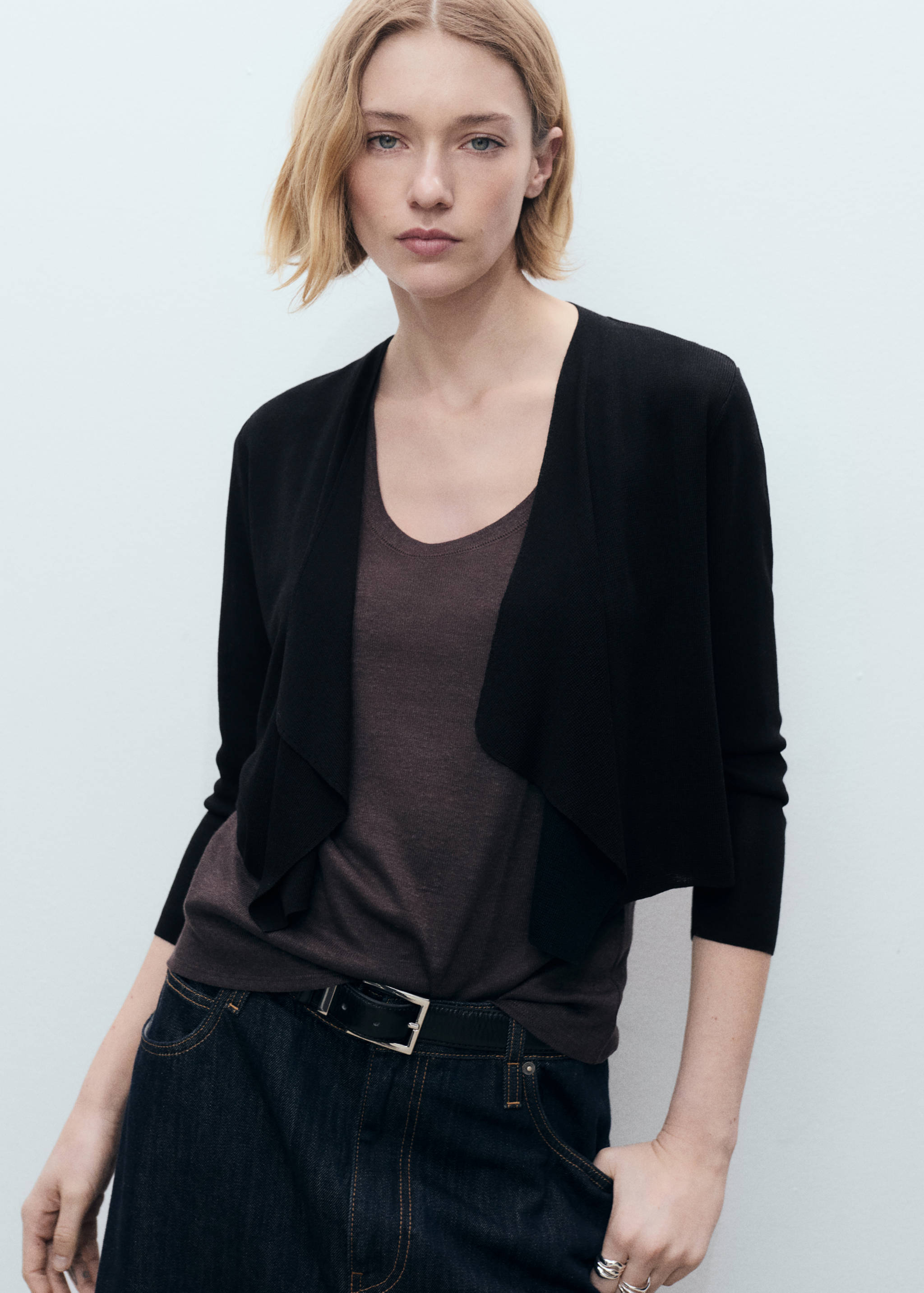 Knitted cropped cardigan - Medium plane