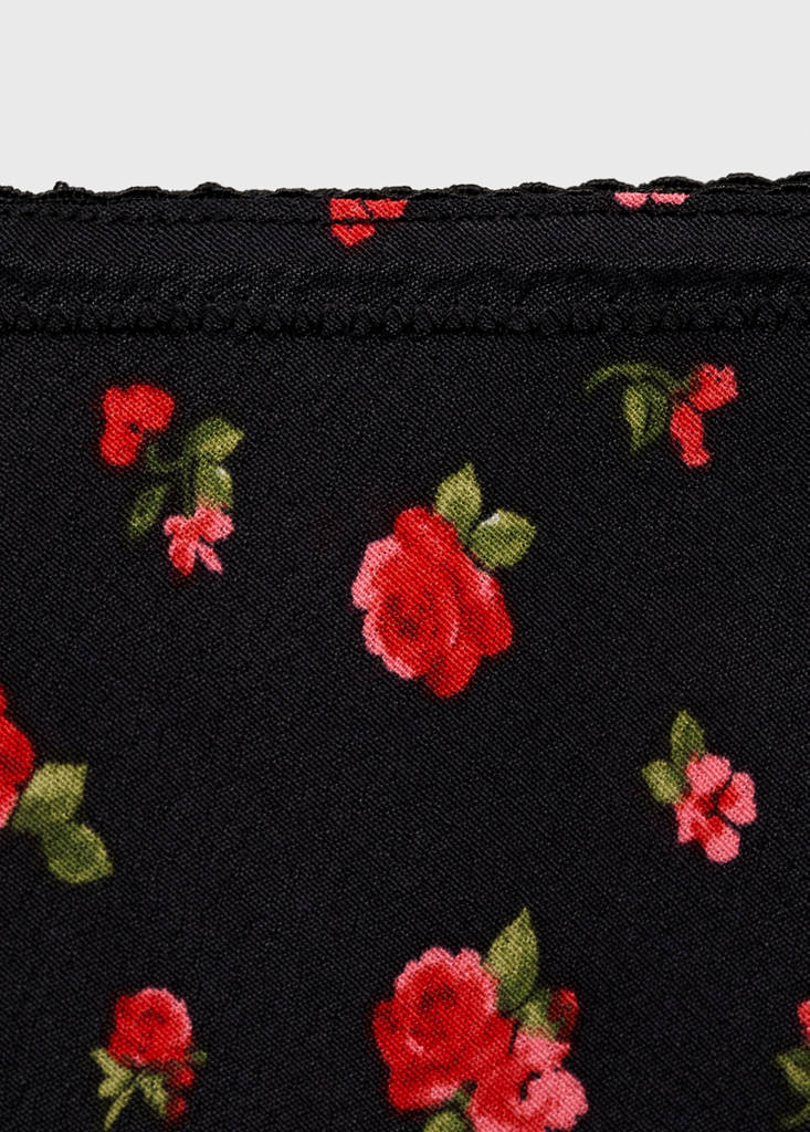 Long floral flared skirt — Black