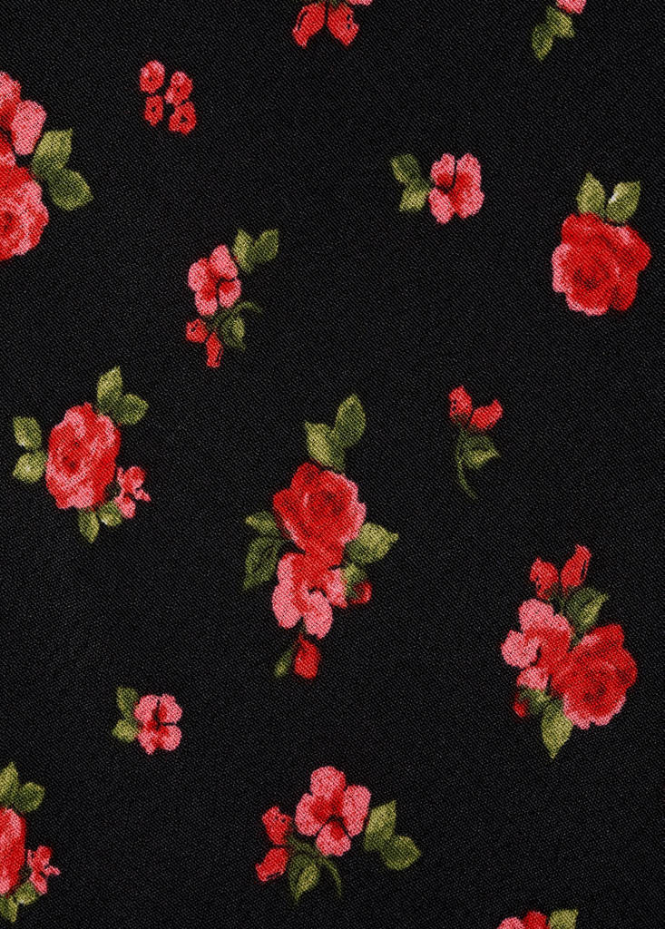 Long floral flared skirt — Black