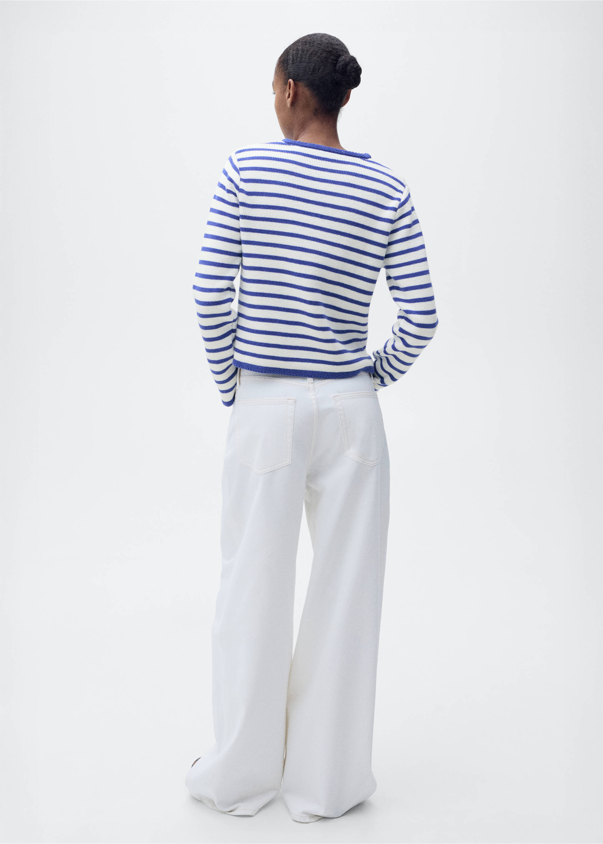 Cardigan maglia righe - Retro dell'articolo, Blu. Ref: 87077179-00.