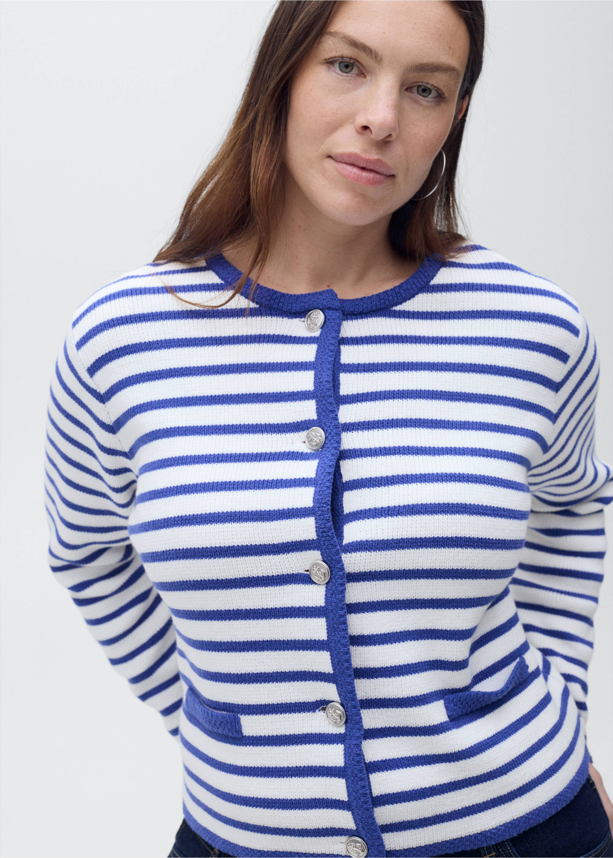 Cardigan maglia righe - Dettaglio dell'articolo 5, Blu. Ref: 87077179-00.