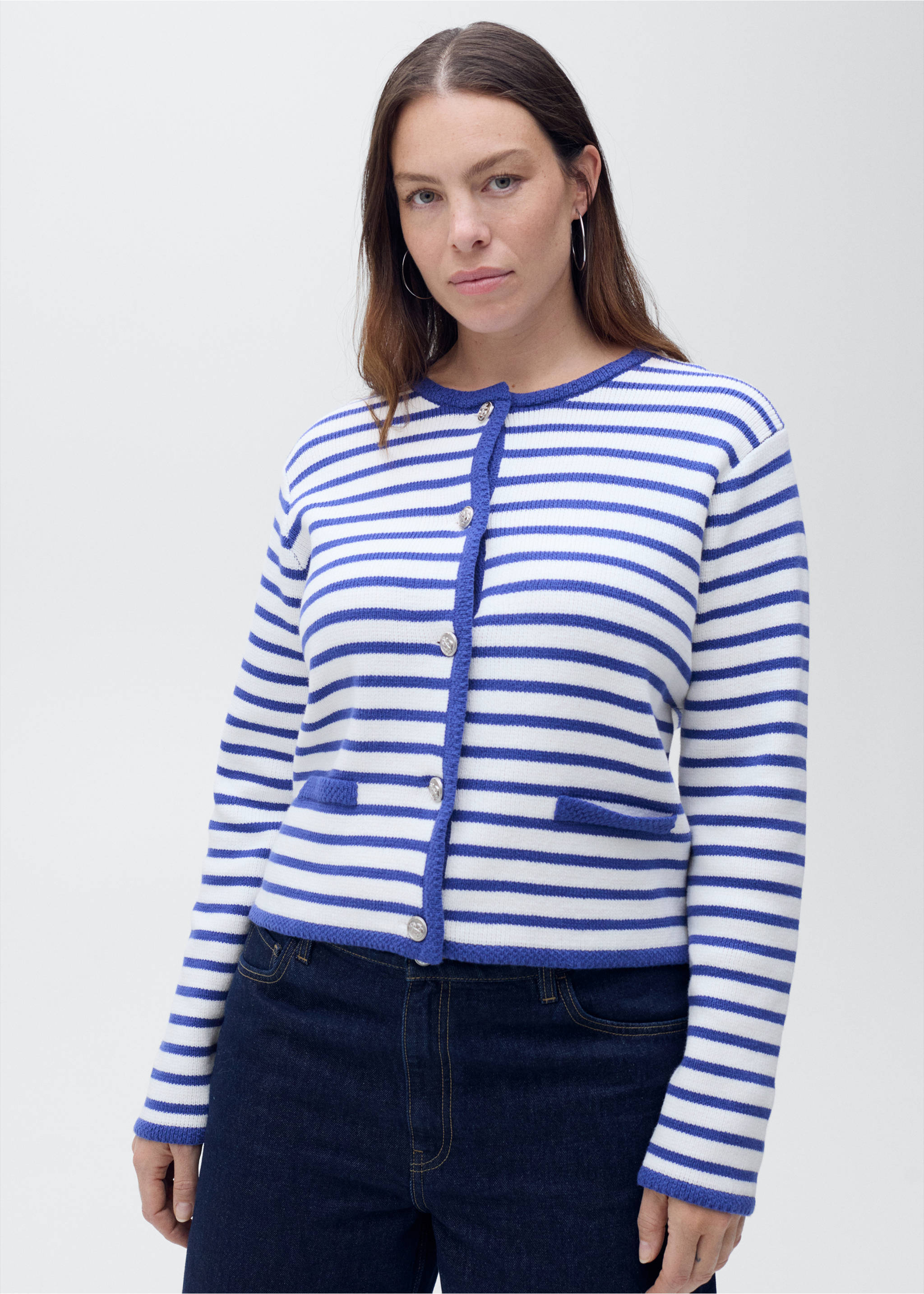 Cardigan maglia righe - Dettaglio dell'articolo 4, Blu. Ref: 87077179-00.