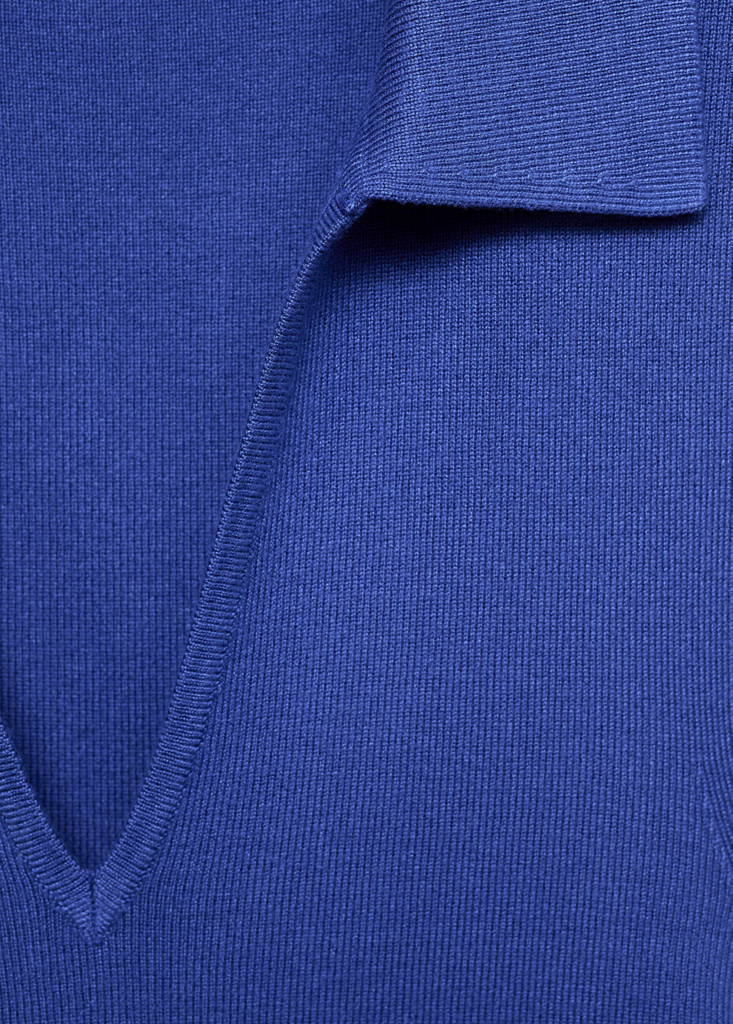 Polo-neck knitted top — Blue