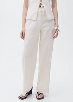 Straight mid-rise trousers — Ecru 1