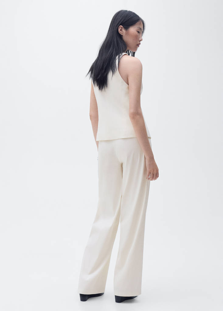 Straight mid-rise trousers — Ecru