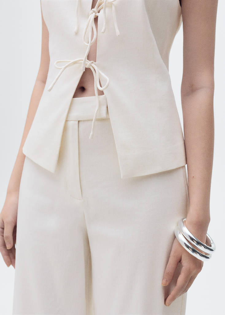 Straight mid-rise trousers — Ecru