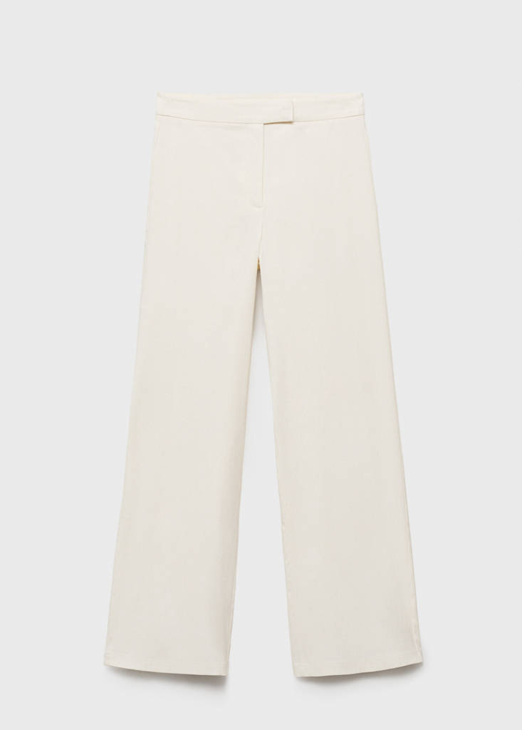 Straight mid-rise trousers — Ecru