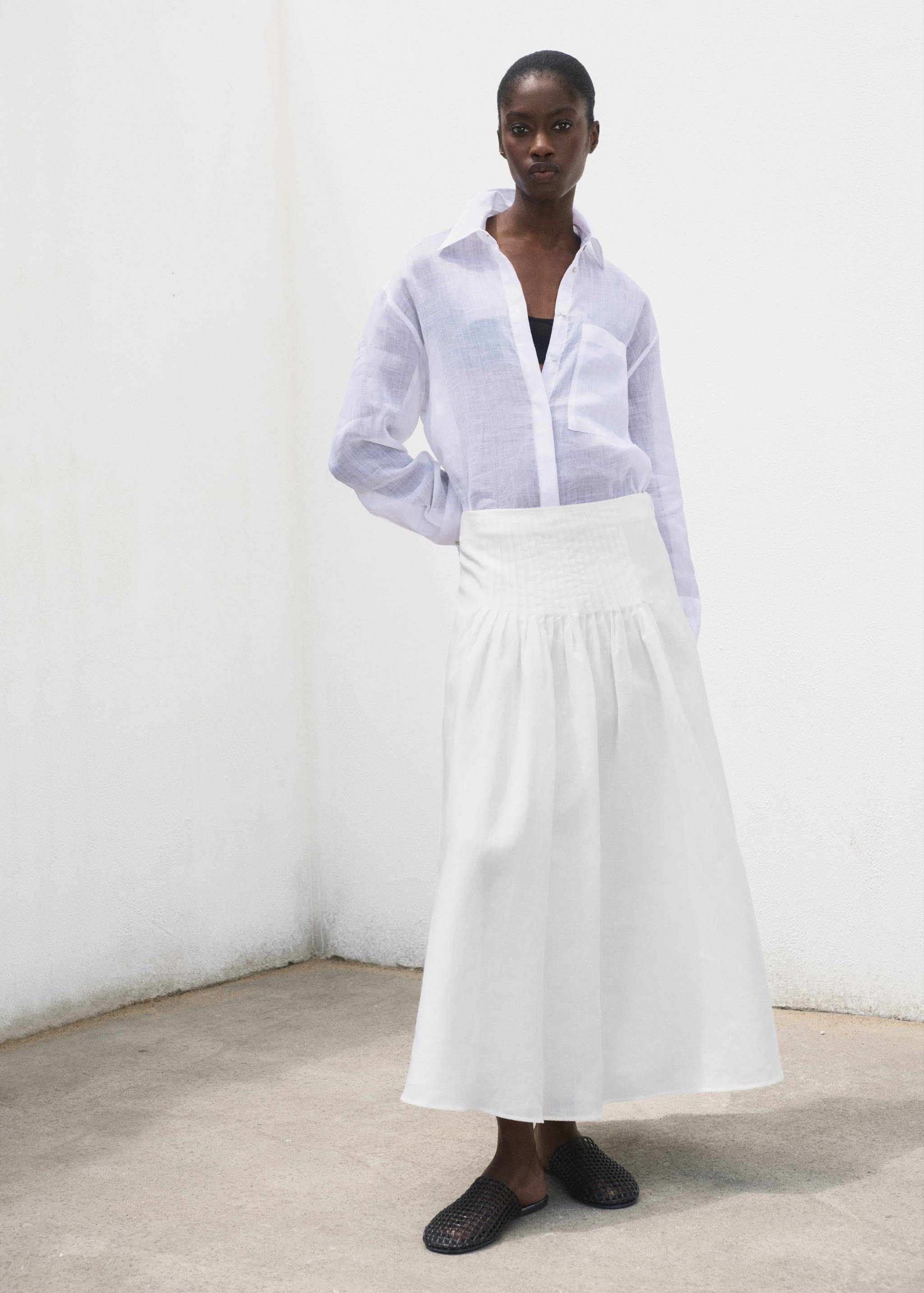 Ramie pleated skirt - General plane