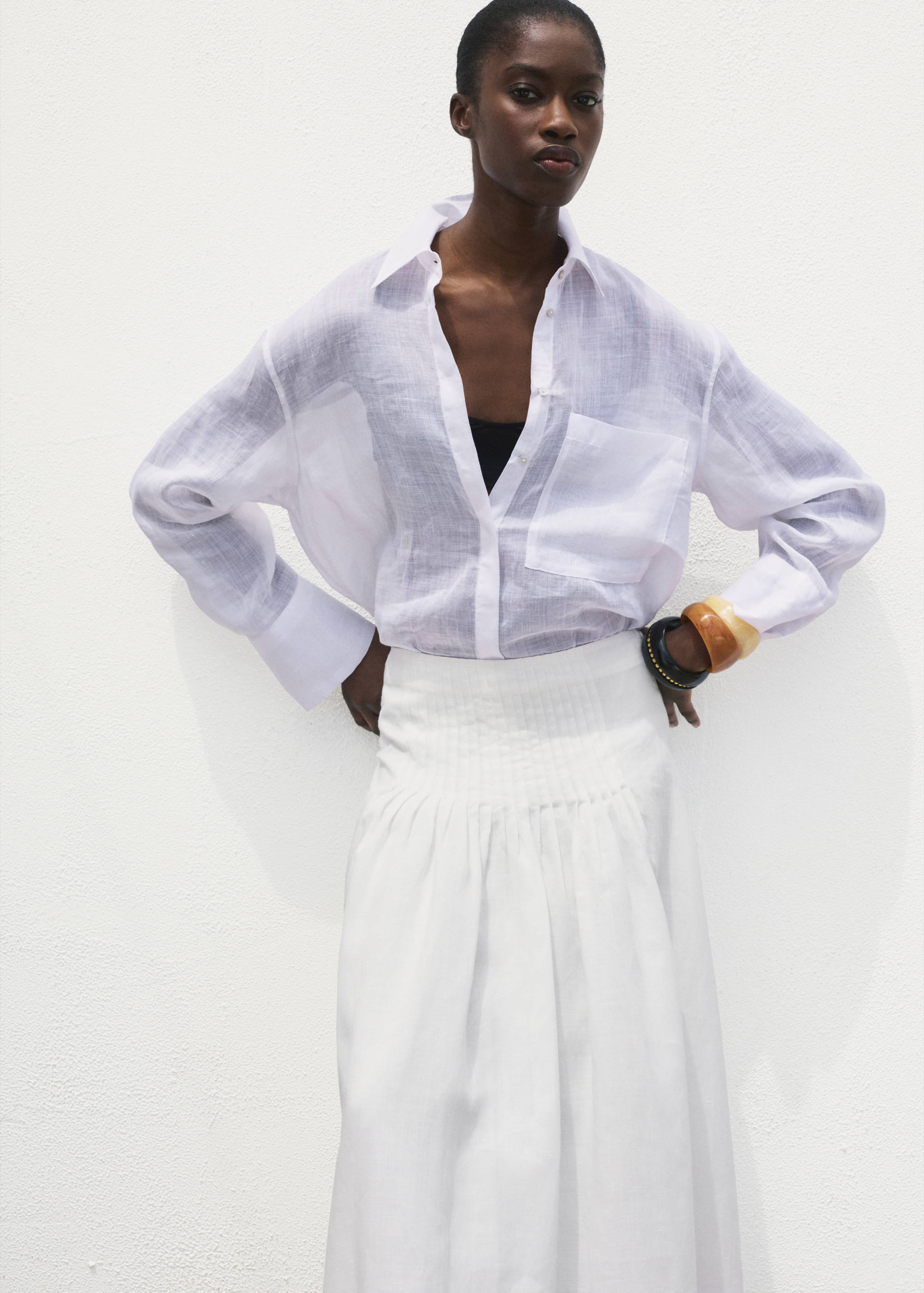 Ramie pleated skirt - Medium plane