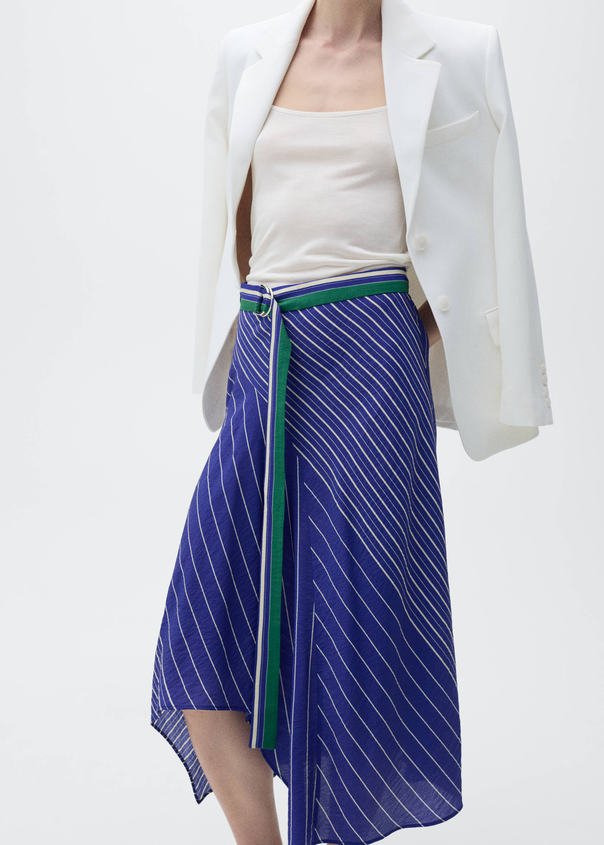 Striped midi-skirt with belt - Details of the article 6