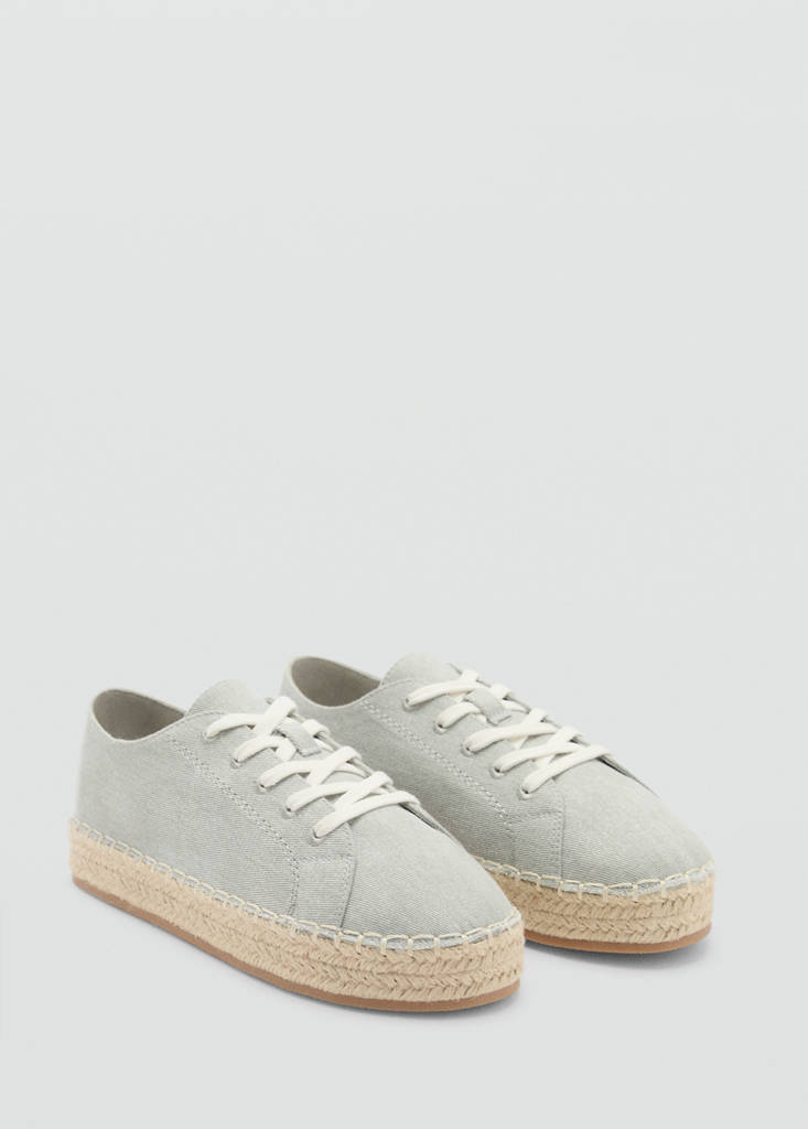 Lace-up cotton espadrilles — Mint Green