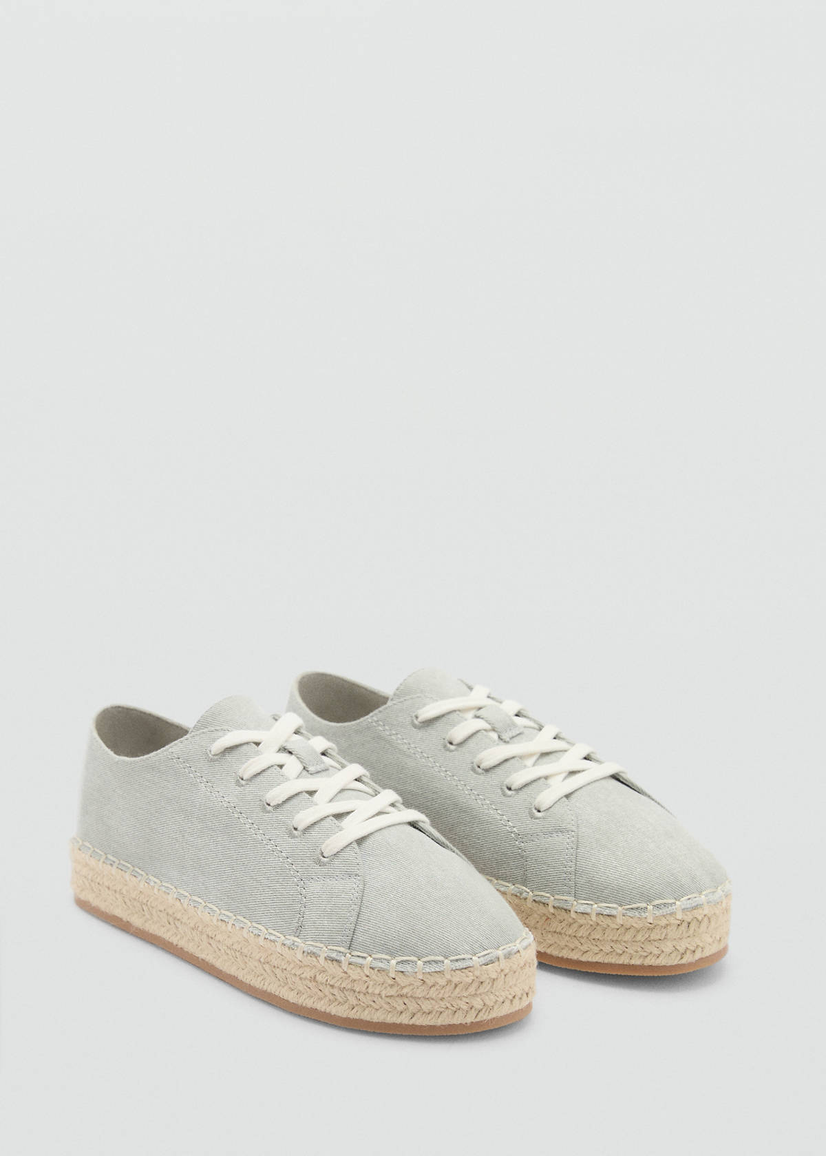 Lace-up cotton espadrilles — Mint Green