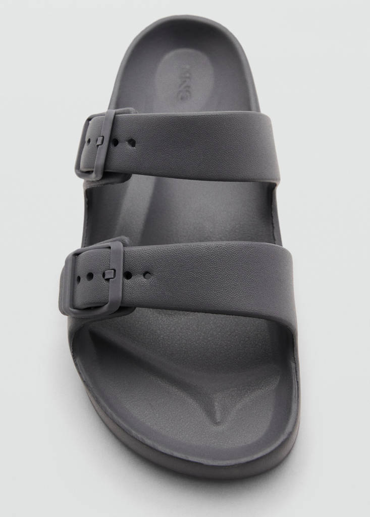 Flip-flops with buckle straps — Charcoal