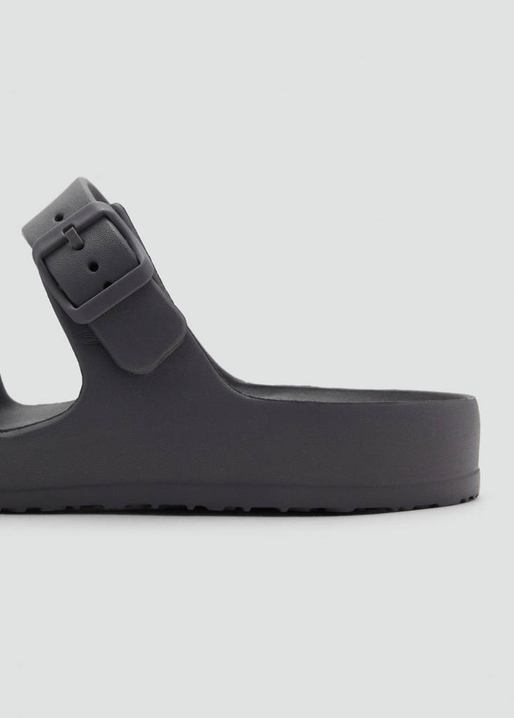 Flip-flops with buckle straps — Charcoal