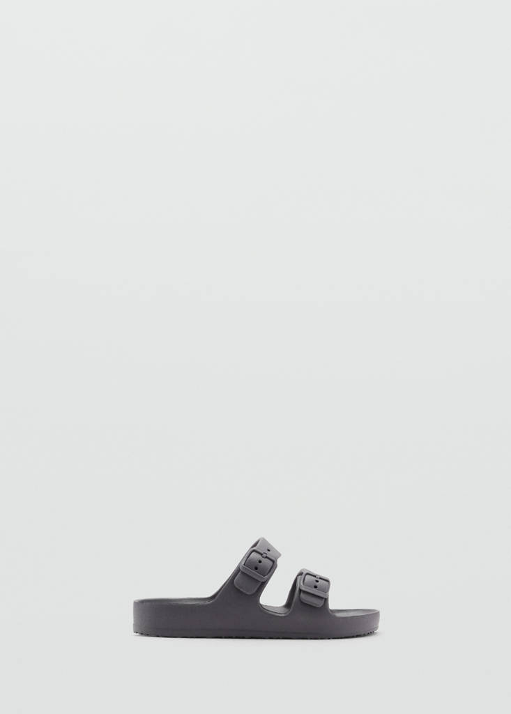 Flip-flops with buckle straps — Charcoal