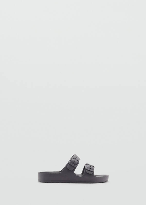 Flip-flops with buckle straps — Charcoal