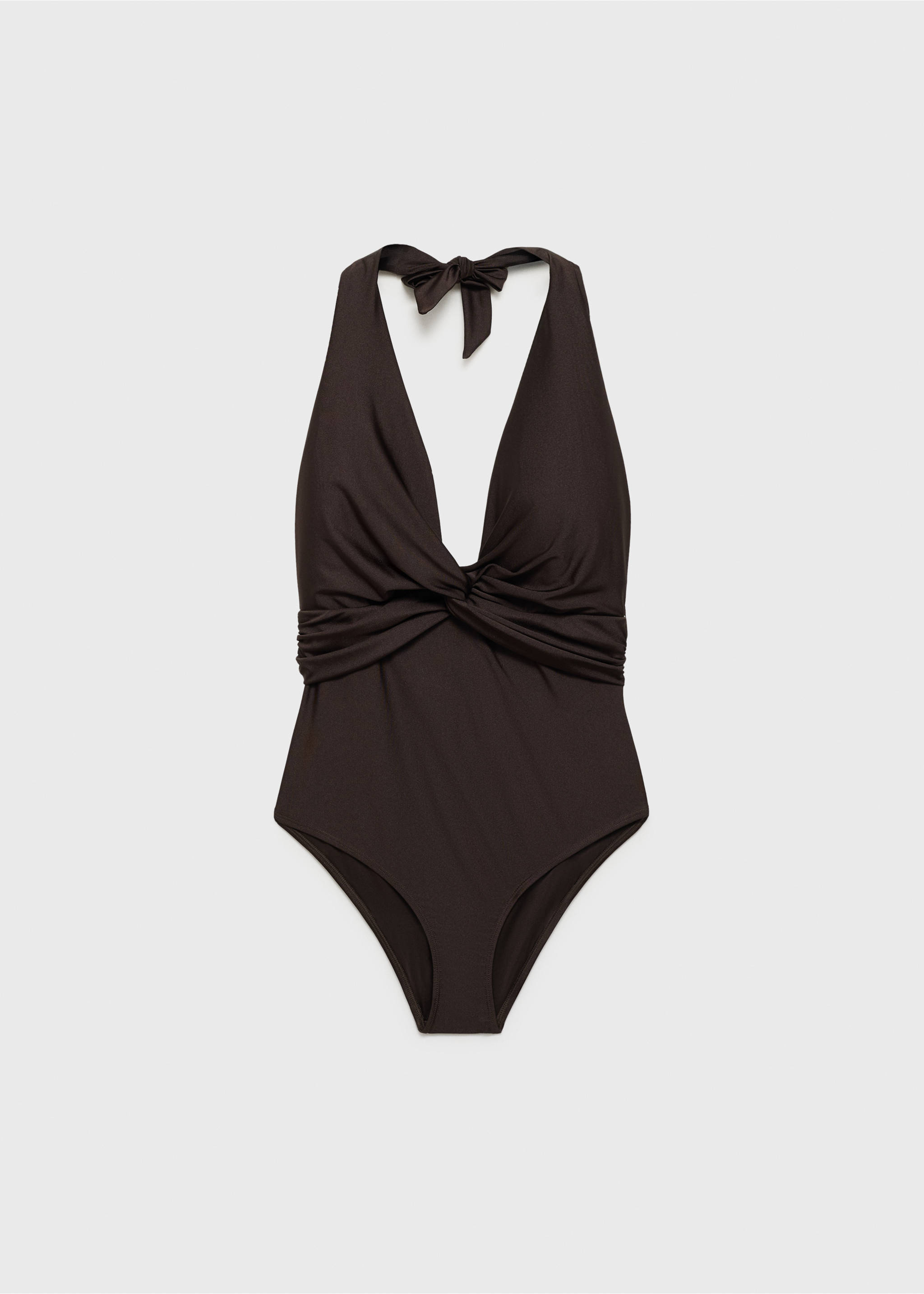 Draped halter swimsuit - Article without model, Chocolate. Ref: 87077675-00.