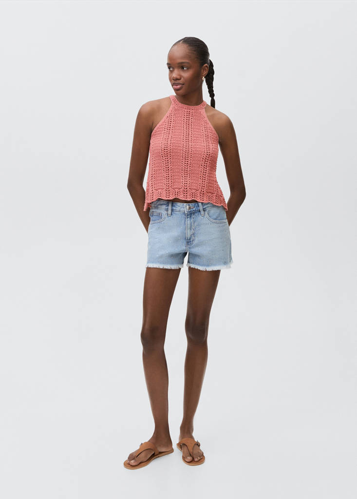 Openwork knit top — Pale Pink