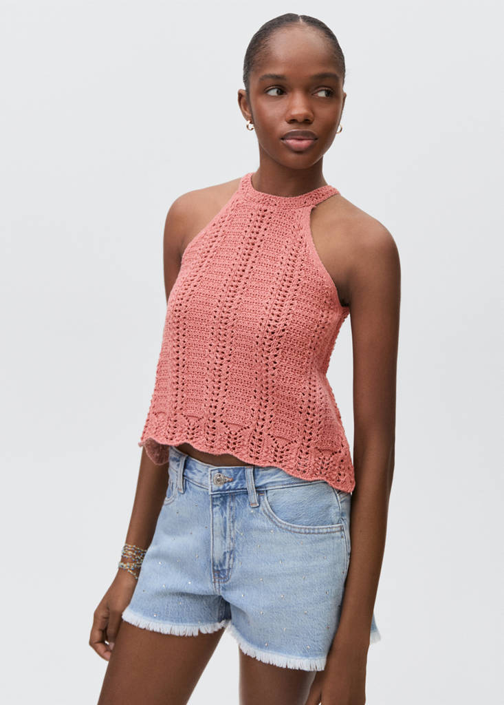 Openwork knit top — Pale Pink