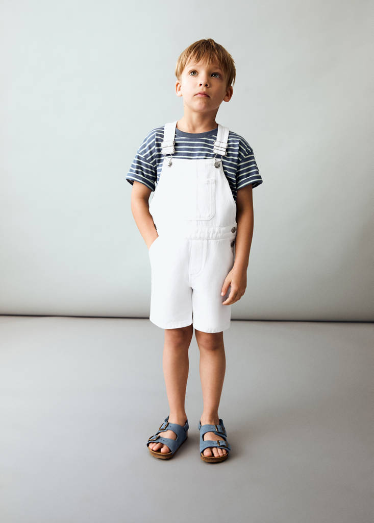 Short denim dungarees — White