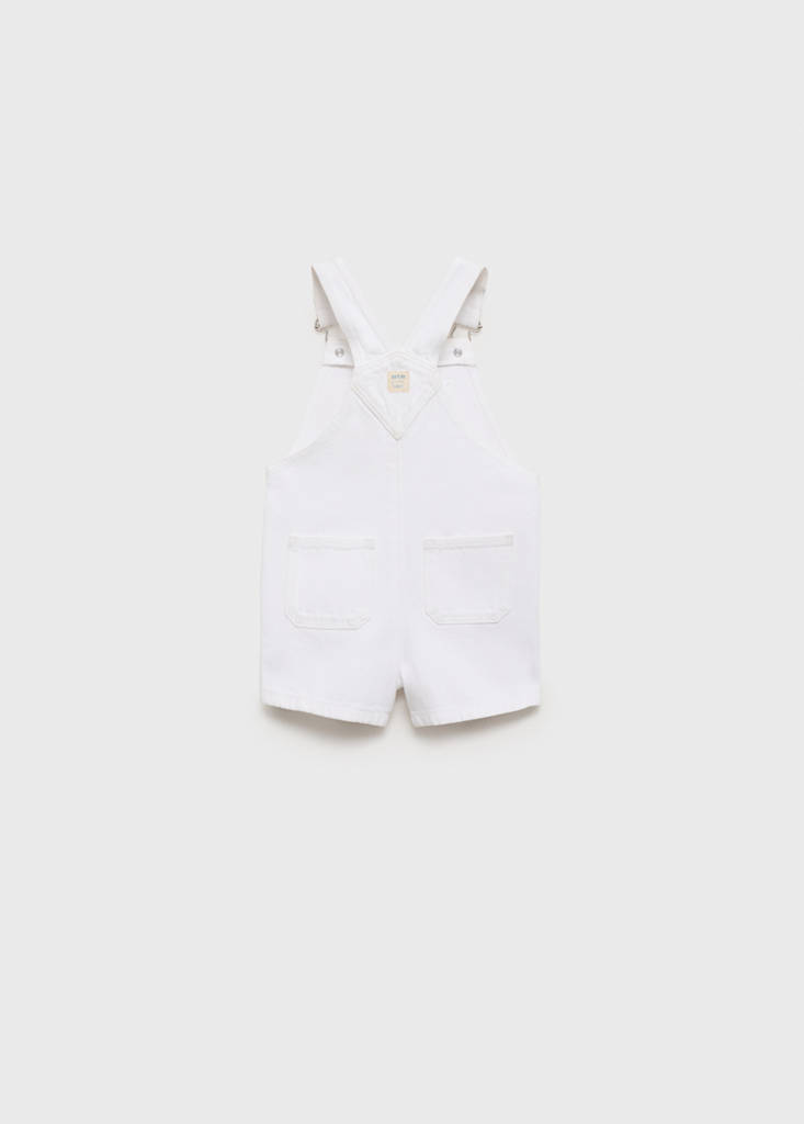 Short denim dungarees — White