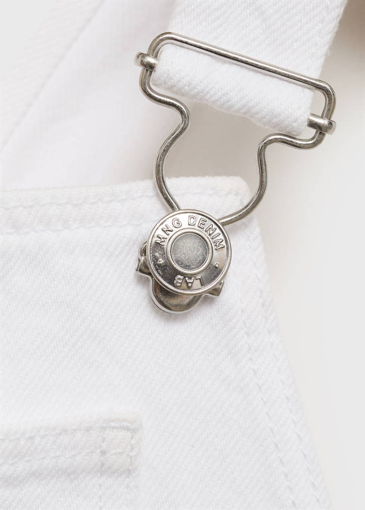 Short denim dungarees — White