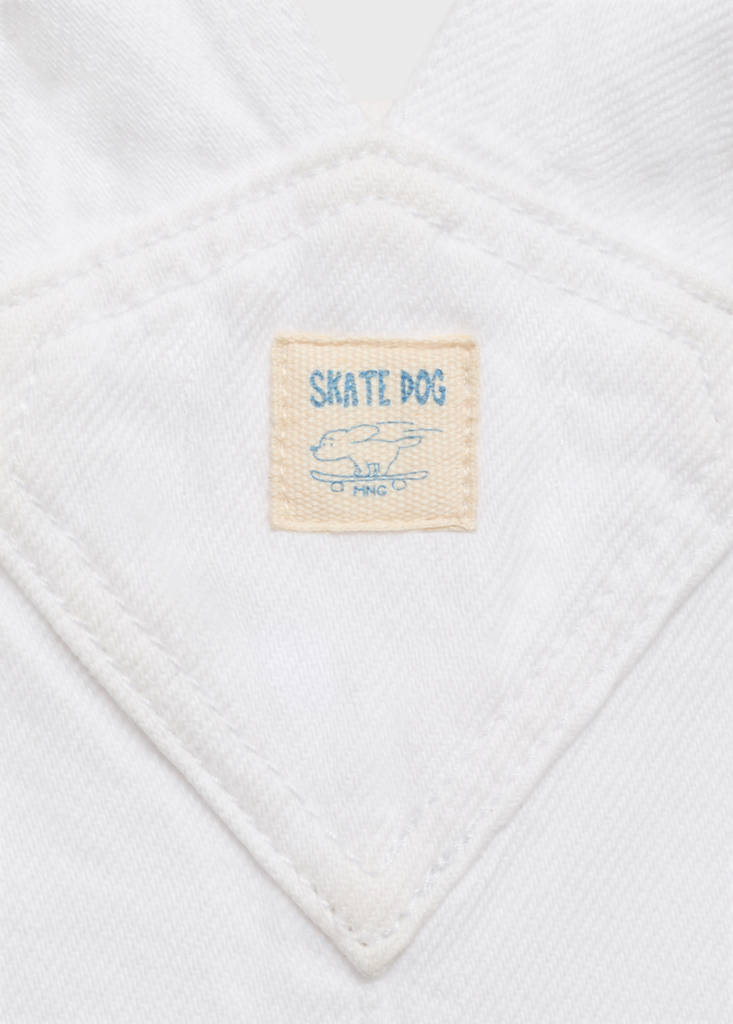 Short denim dungarees — White