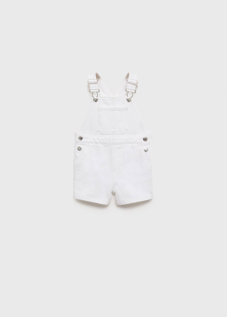 Short denim dungarees — White