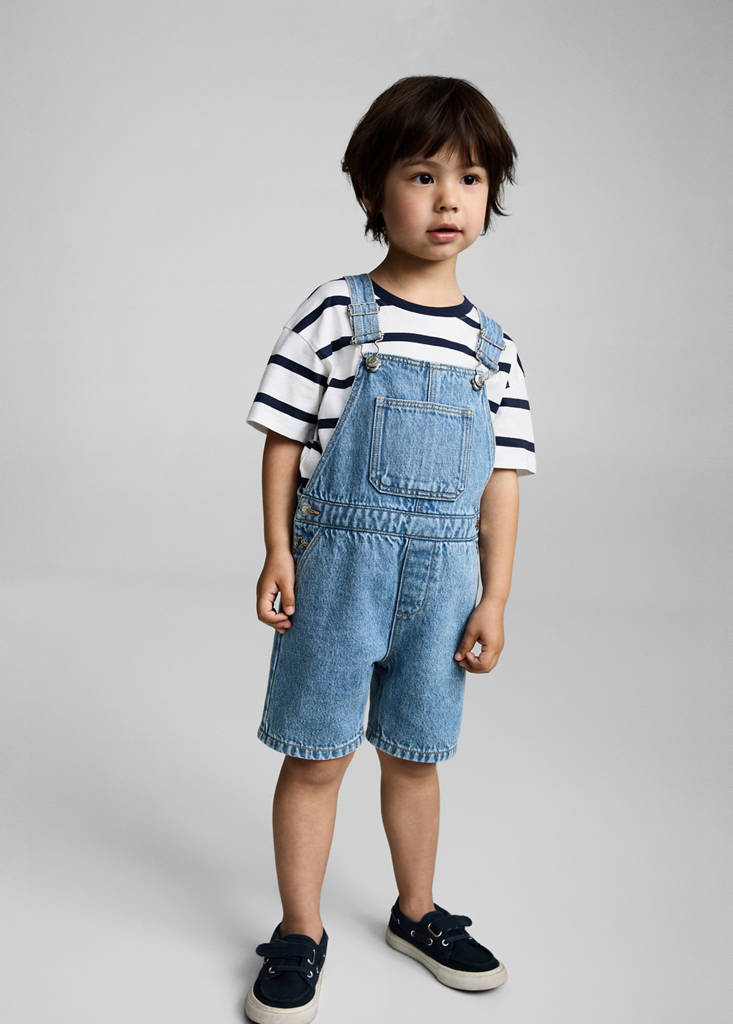 Short denim dungarees — Medium Blue