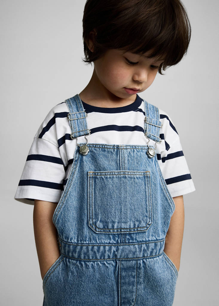 Short denim dungarees — Medium Blue