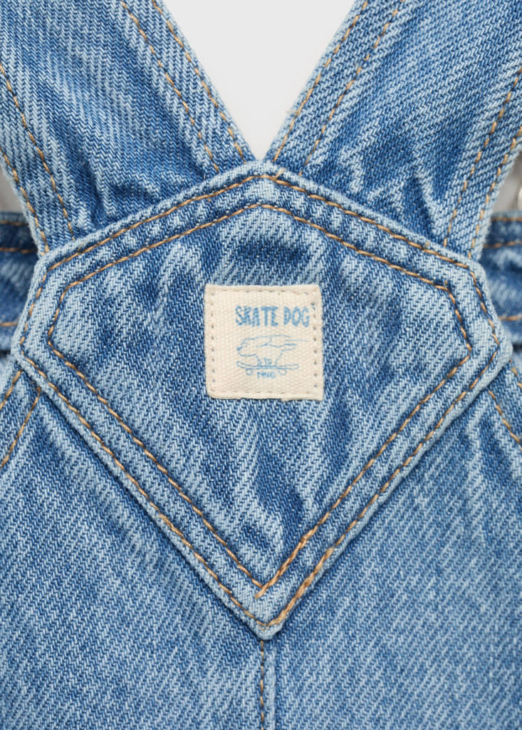 Short denim dungarees — Medium Blue