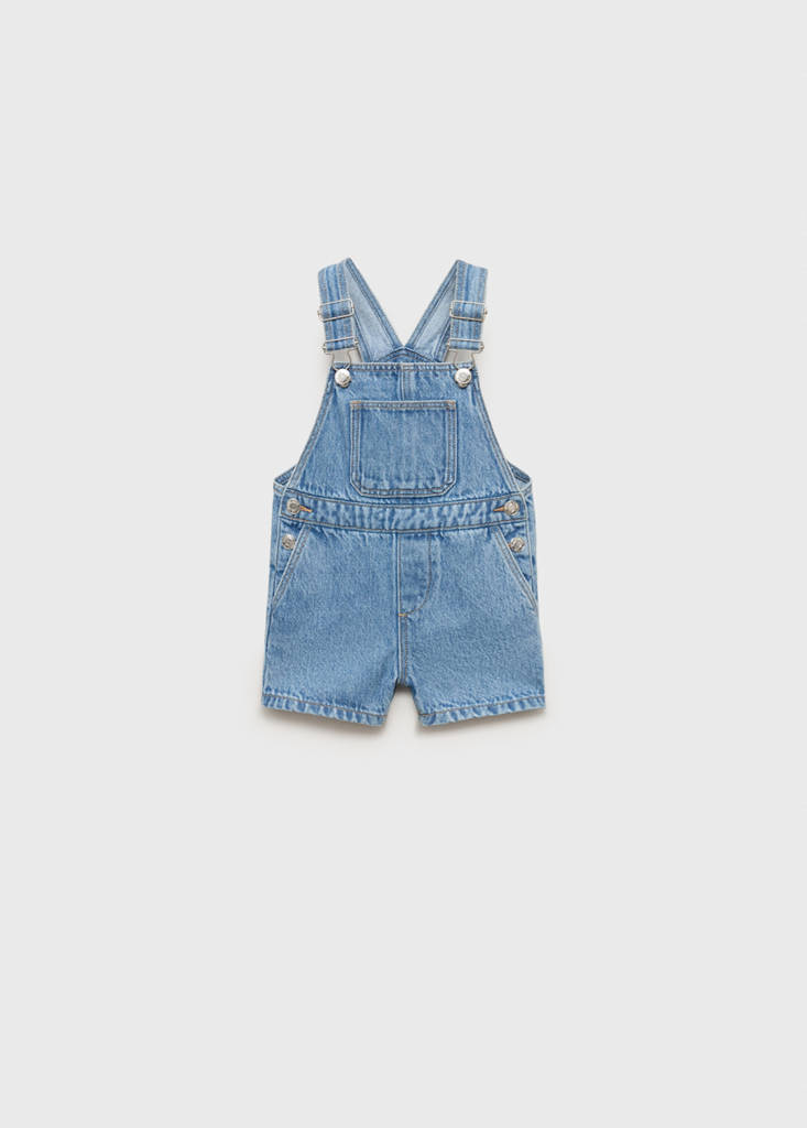 Short denim dungarees — Medium Blue