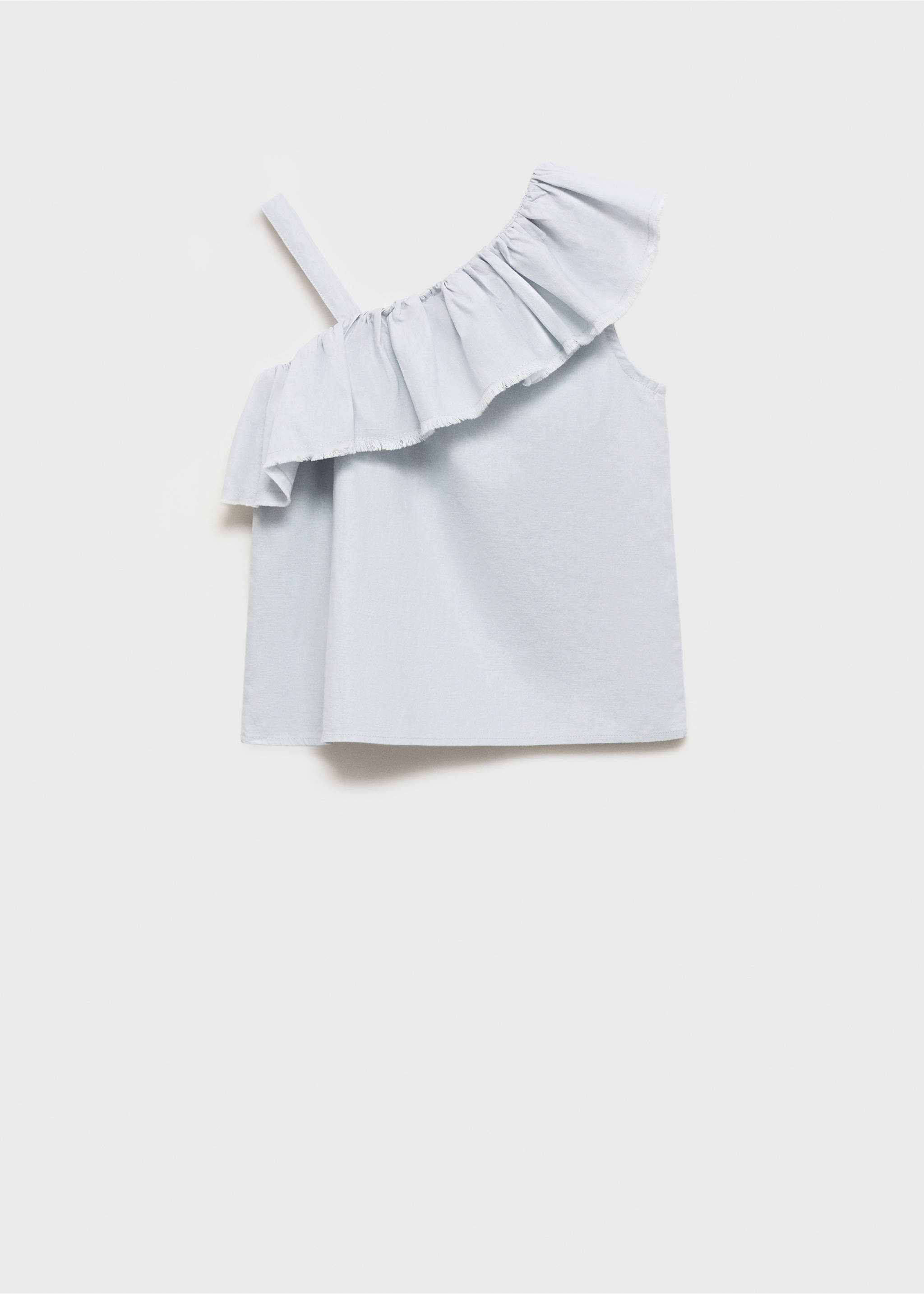 Asymmetrical linen blouse - Reverse of the article, Sky Blue. Ref: 87077693-00.