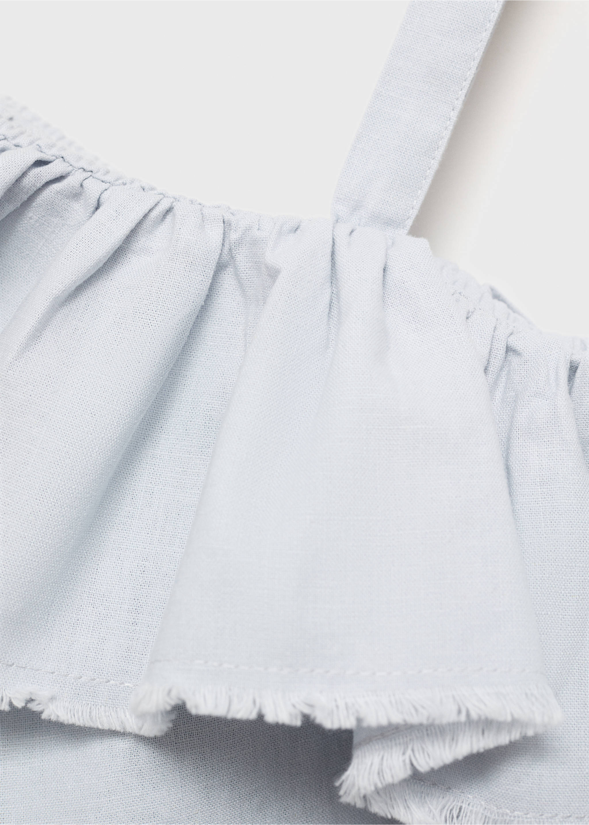 Asymmetrical linen blouse - Details of the article 8, Sky Blue. Ref: 87077693-00.