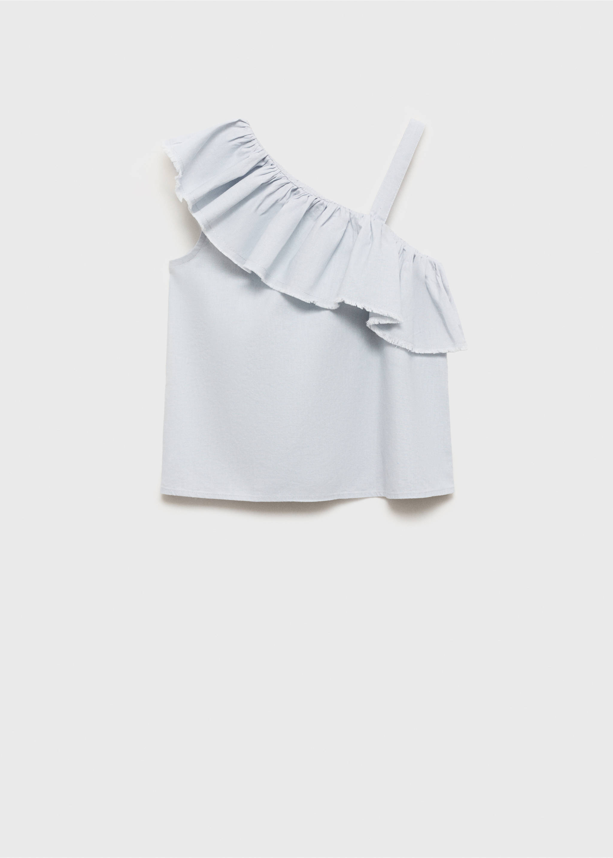 Asymmetrical linen blouse - Article without model, Sky Blue. Ref: 87077693-00.