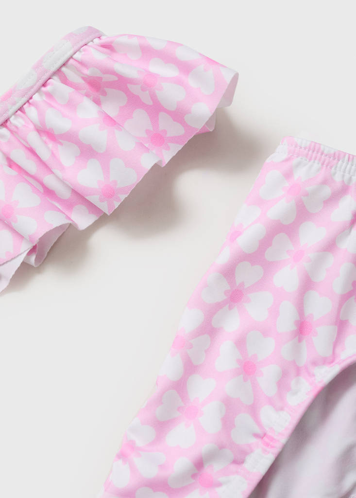 Floral bikini with ruffles — Pink