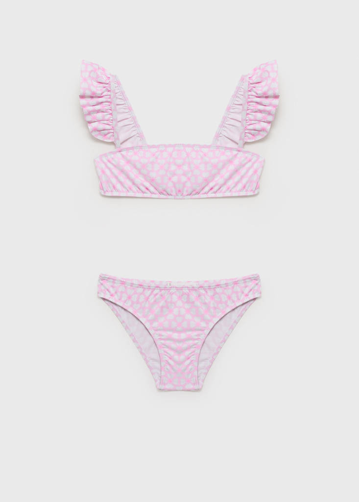Floral bikini with ruffles — Pink